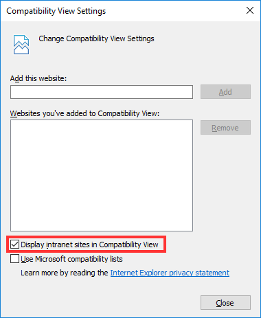 Compatibility View Settings